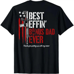 "Bonus Dad Champion" Humor Shirt - Appreciation Cotton Tee for Stepfathers Menswear Top graphic tees men gifts