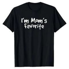 Cotton Funny Moms Favorite Son Daughter I'm Mom's Favorite T-Shirt Black Casual Crewneck Fitted Shortsleeve Golf Gift for Men Women Summer Wear