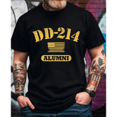 Vintage DD 214 Alumni American Army Graphic T-Shirt for Men - Funny Saying, Short Sleeve, Crew Neck, Classic Fit Tee - Ideal Gift for Husband, Dad, Grandpa