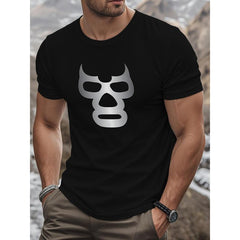 Men’s Geometric Abstract Full Print T-Shirt | Summer Casual Crew Neck Polyester Tee, Breathable Outdoor Top