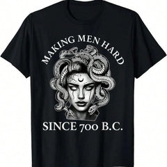 Men's Cotton Wicking Stretch Fabric Short-Sleeve Round Neck Novelty Graphic T-Shirt - "Making Men Hard Since 700 B.C." Funny Casual Streetwear Undershirt