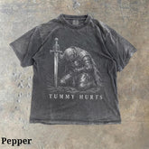 Tummy Hurts Knight Shirt, Funny Dark Fantasy Graphic Tee, Ironic Meme T-Shirt, Gamer Girl Gift, Retro Elden Knight Top, Comfort Colors Tee