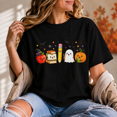 Halloween Teacher Shirt, Spooky Teacher Tee, Fall Teaching Crewneck Short Sleeve Tshirt,Women Halloween Tshirt For Teacher