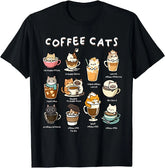 Cute Coffee Cats Kawaii Pun Funny Cat Lover Barista T-Shirt