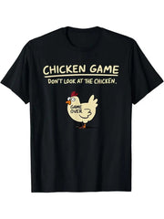 Funny 'Chicken Game' Graphics T shirt Cotton Print Mens T Shirt Round Neck Short Sleeve Tees Tops