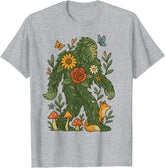Floral Bigfoot Cottagecore Botanical Nature Lover Fairycore T-Shirt-100% cotton