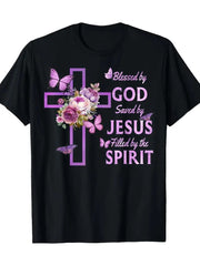 Inspirational "Blessed By God, Saved By Jesus" Christian T-Shirt - 100% Cotton