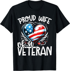Proud Wife of a Veteran Flag USA Veterans Day Unisex T-Shirt