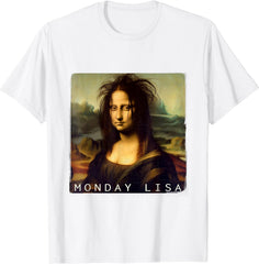 Funny Monday Lisa T-Shirt, La Gioconda Mona Lisa Parody Shirt, Cute Art History Meme Tee, Gift for Women Men