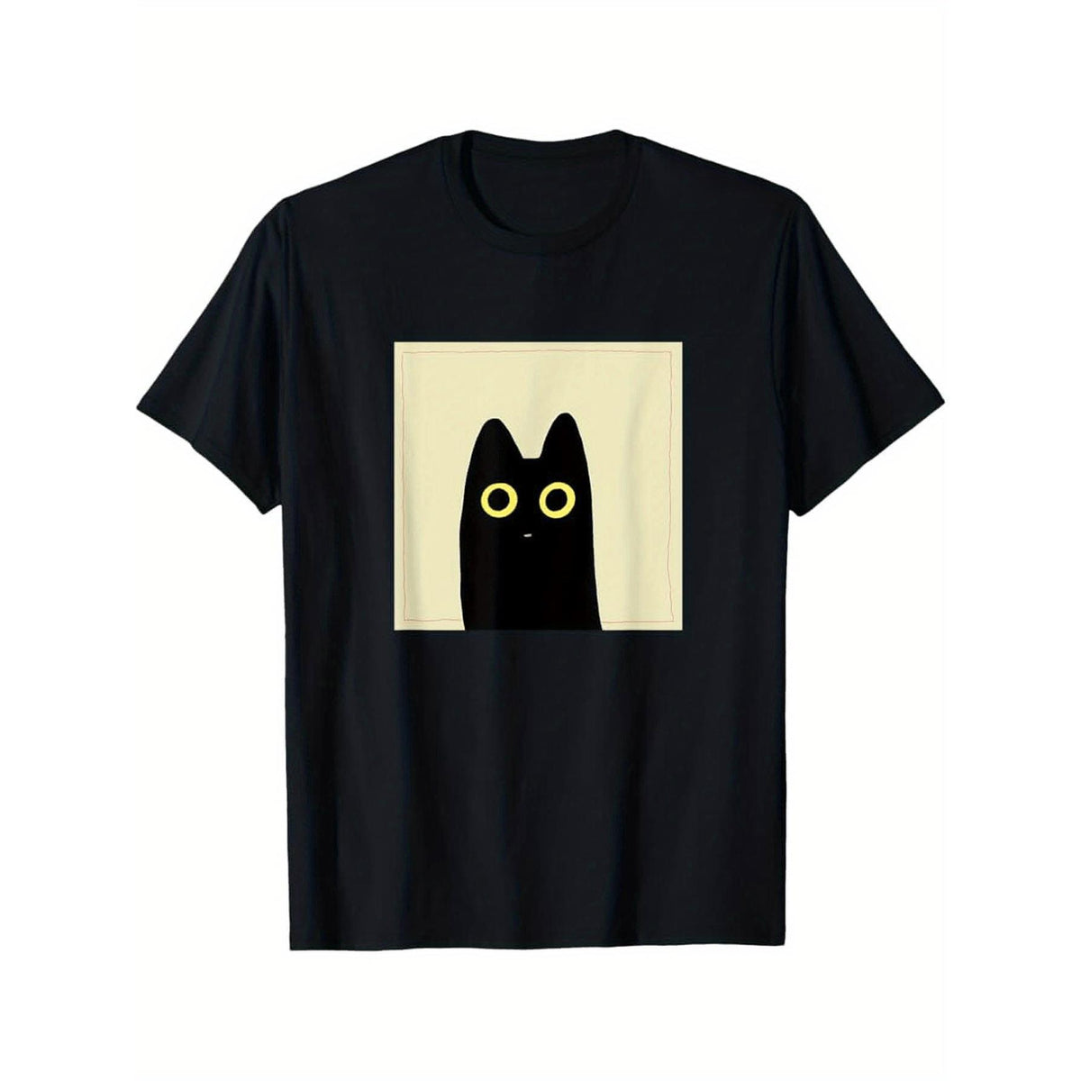 Menswear Men's 100% Cotton Short Sleeve Graphic T-Shirt, Funny Kawaii Cat & Bird Watching Design, Casual Streetwear for Anime Fans & Birders