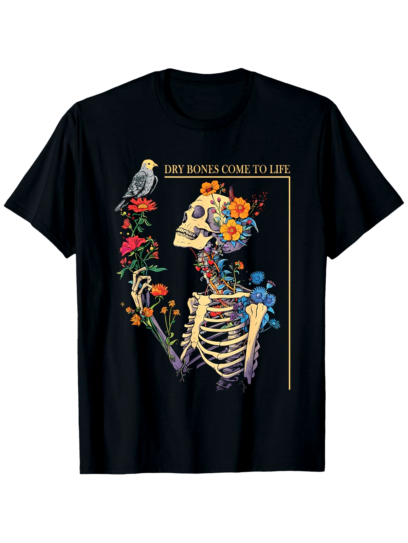 Gothic Skeleton & Bohemian Floral T-Shirt