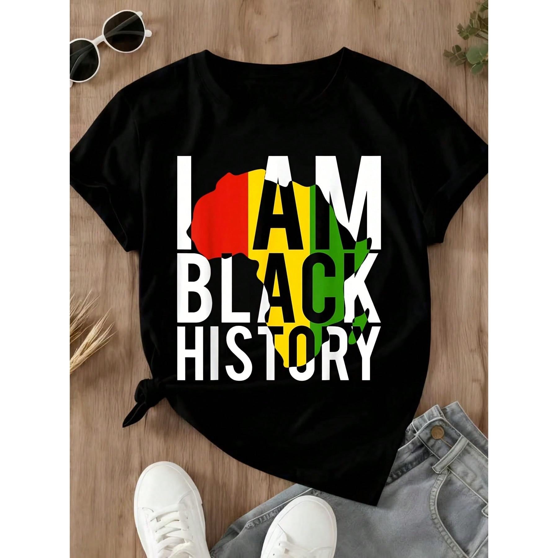 Black T Shirt I Am Black History Africa Map With  Colors Design For Everyday Wear And Cultural Celebration