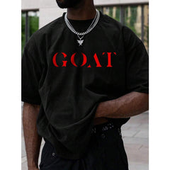 Men's Funny Jesus Christian Printed T-Shirt Goat God Over All Things Casual Round Neck Short Sleeve T-Shirt