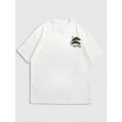 Men's Casual Versatile Simple Japanese Crane Print Short Sleeve T-Shirt