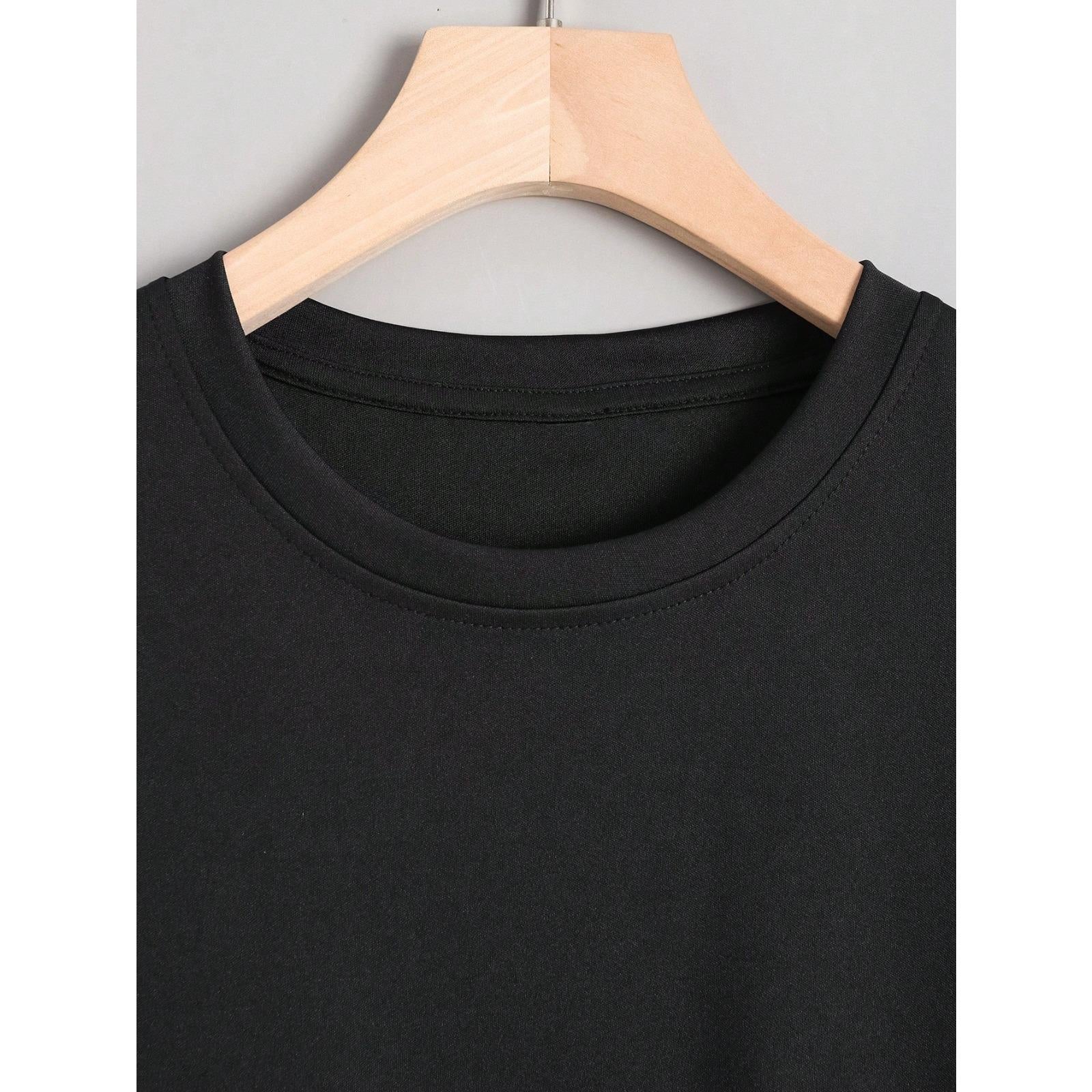 Men Summer Letter Printed Round Neck Short Sleeve Casual T-Shirt