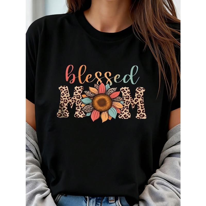 Mom  Women's Plus Size T-Shirt Oversized Graphic Short 220g Sleeve Tee Novelty 100% Polyester Shirt Casual Crew Neck Top gift