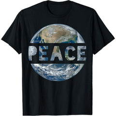 “World Peace On Earth” T-Shirt | Conscious Humanity Love & Kindness Graphic Tee, 100% Cotton Casual Top