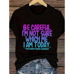 Women's Summer Casual Slogan Print Short Sleeve Tee Cute Slogan Graphic T-Shirt for Women Summer Daily Wear
