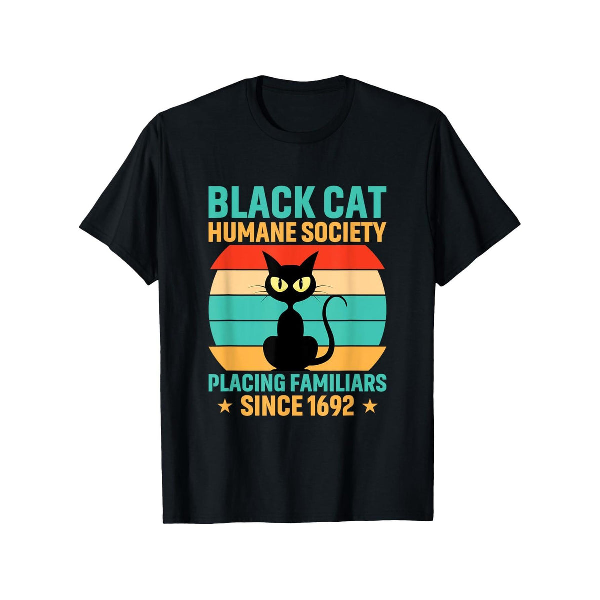Women's Retro Humane Society Cat Graphic Short-Sleeve 100% Cotton Unisex Casual Streetwear T-Shirt, Shortsleeve