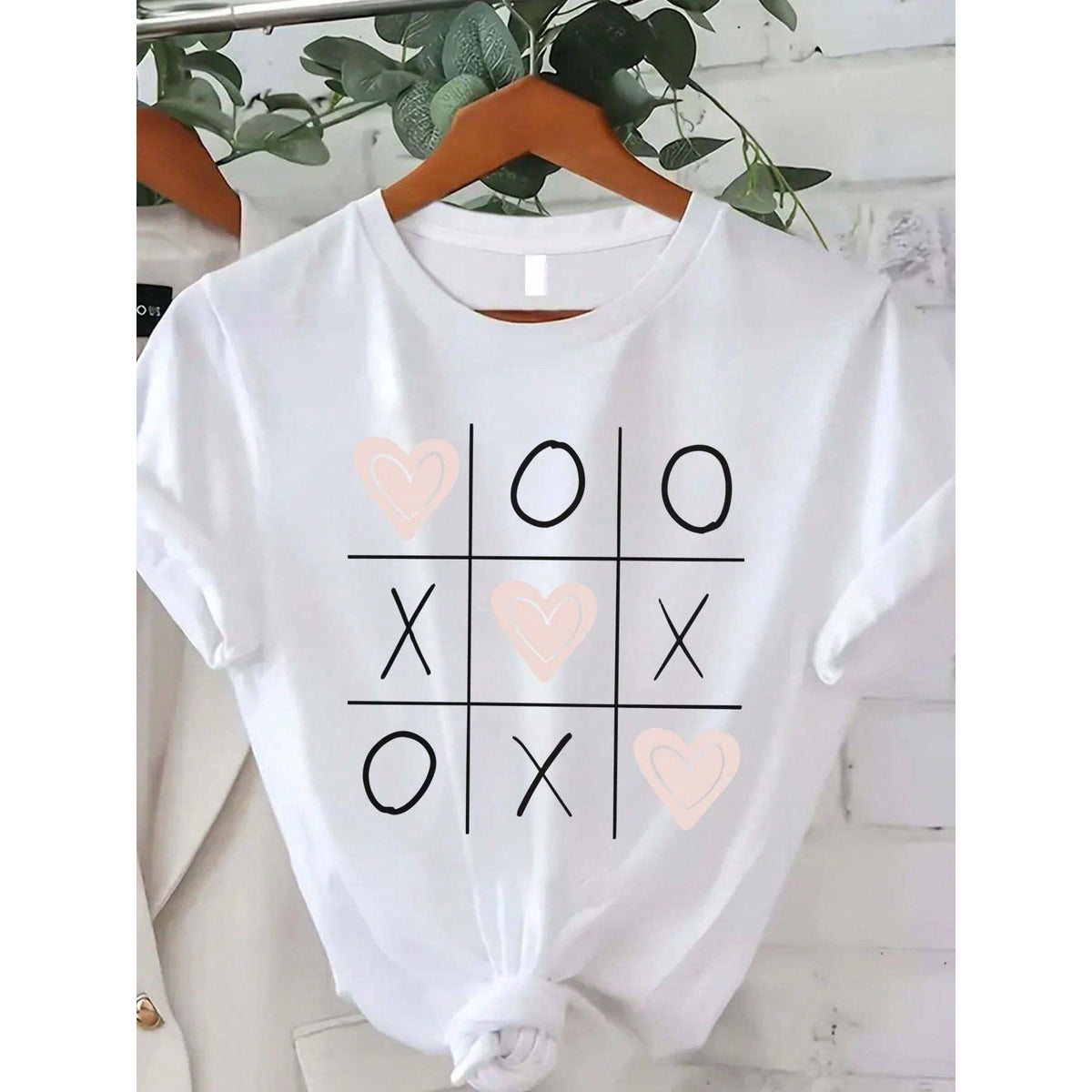 Valentine'S Day Theme Printed Women's-Shirt, Women'S Valentine'S Day Casual, Fashionable, Comfortable, Soft, Athletic, Fitness, Daily, Outdoor, Home, Breathable, Crewneck Short Sleeve-Shirt