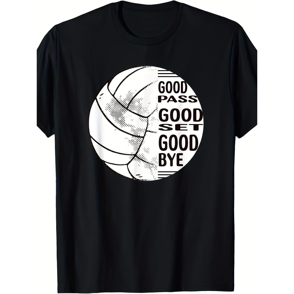 Women's Natural Cotton Volleyball Graphic Short-Sleeve Round Neck T-Shirt - Casual Top for Sports, Leisure, Shortsleeve, Tshirt