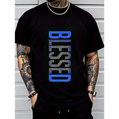 Men's Plus Size Casual Crew Neck TShirt-Geometric-Patterm, Smooth Cotton Knit Fabric, Medium StretchShort Sleeve Tee for Leisure& Everyday Wear | Breathable Comfort Fit | Machine Washable Tops graphic tee