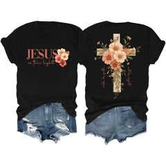 Faith Cross Christian Shirts for Women with Beautiful Floral Cross Print