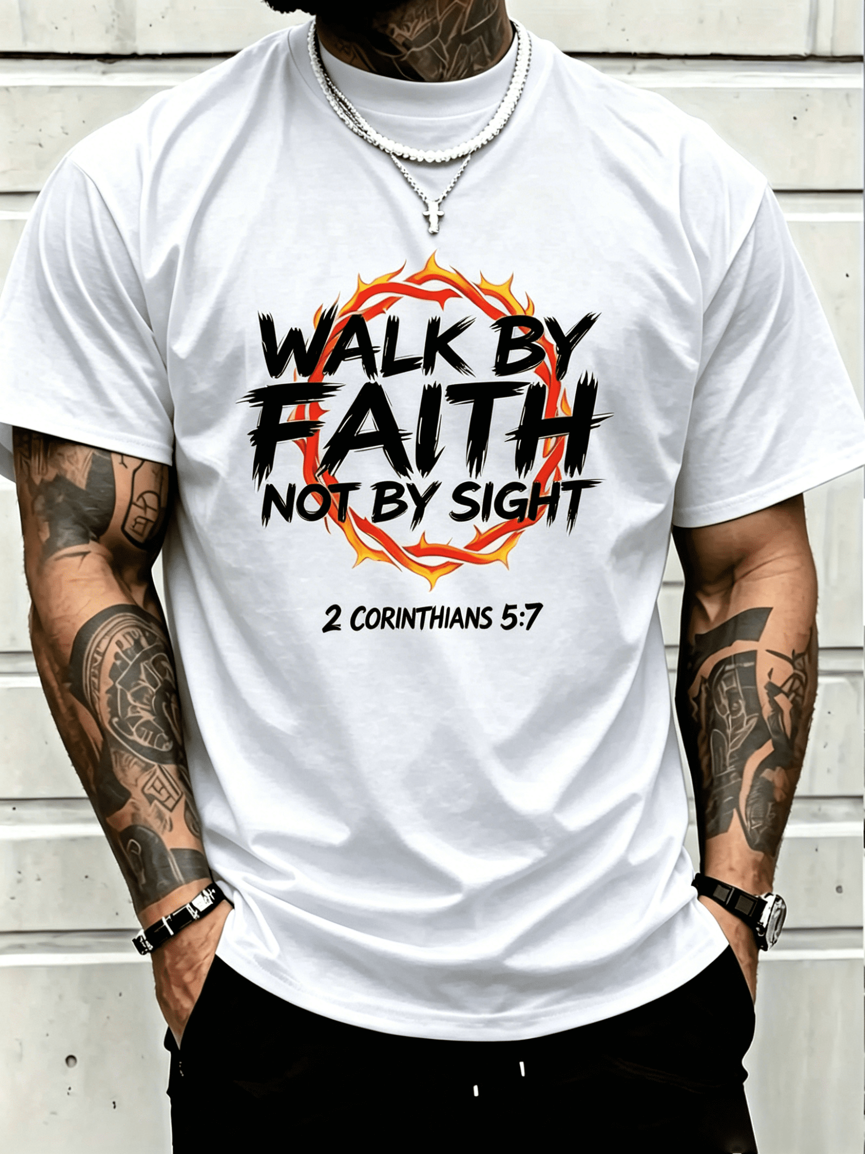 100% Cotton Jesus Walk By Faith Christian T-Shirt