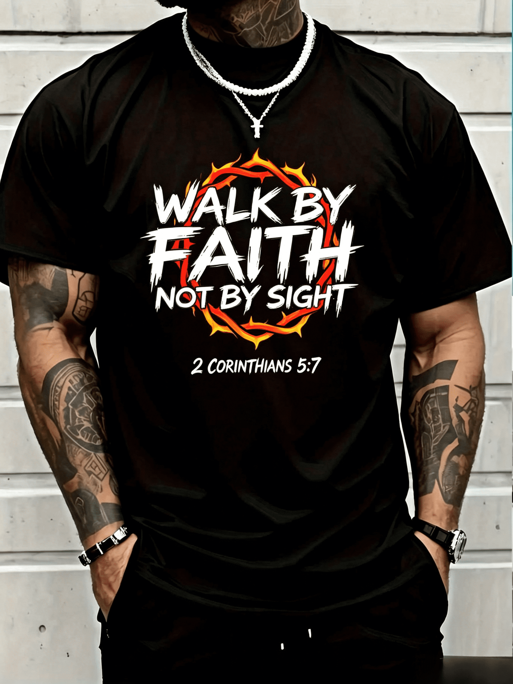 100% Cotton Jesus Walk By Faith Christian T-Shirt