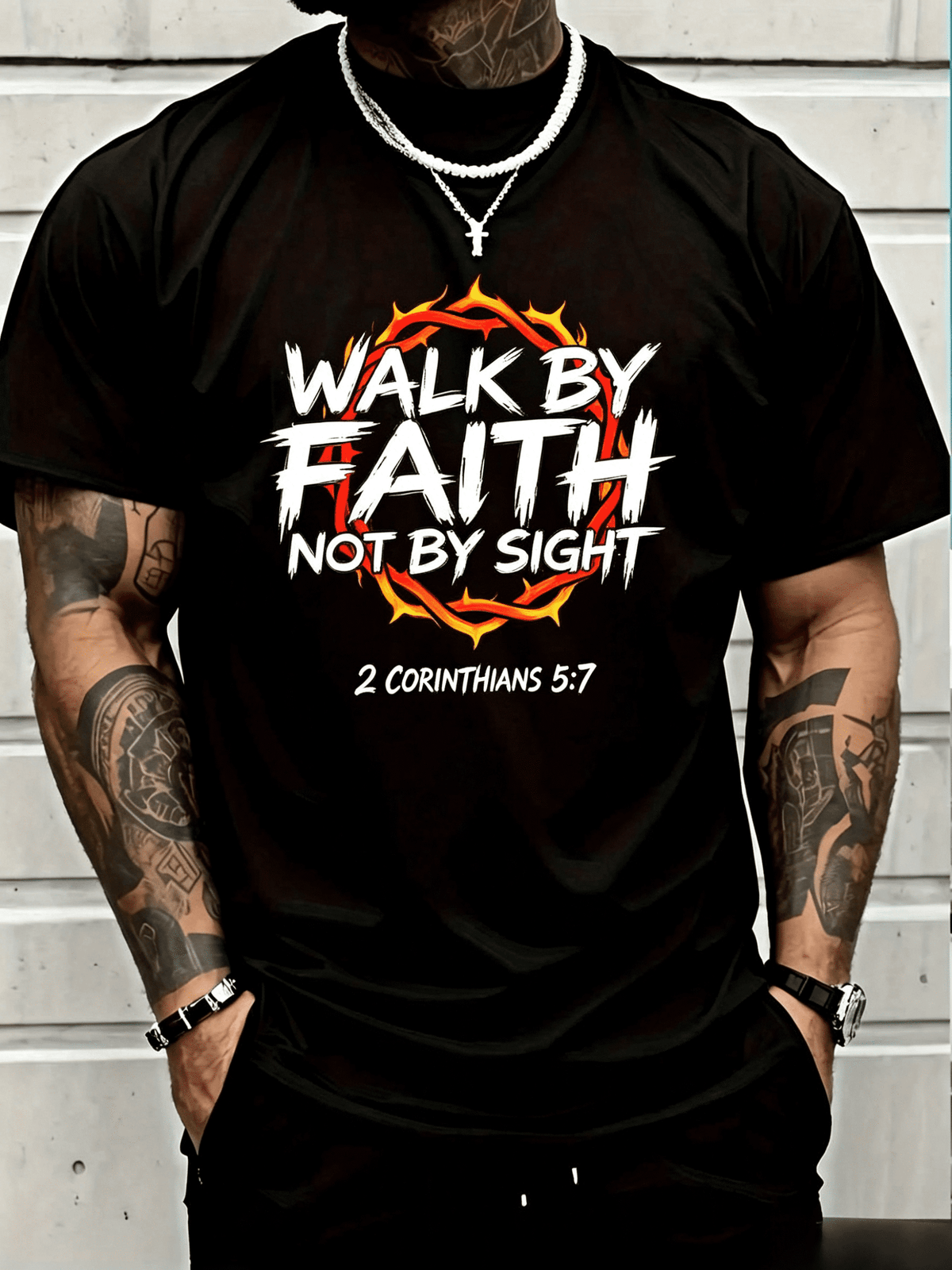 100% Cotton Jesus Walk By Faith Christian T-Shirt