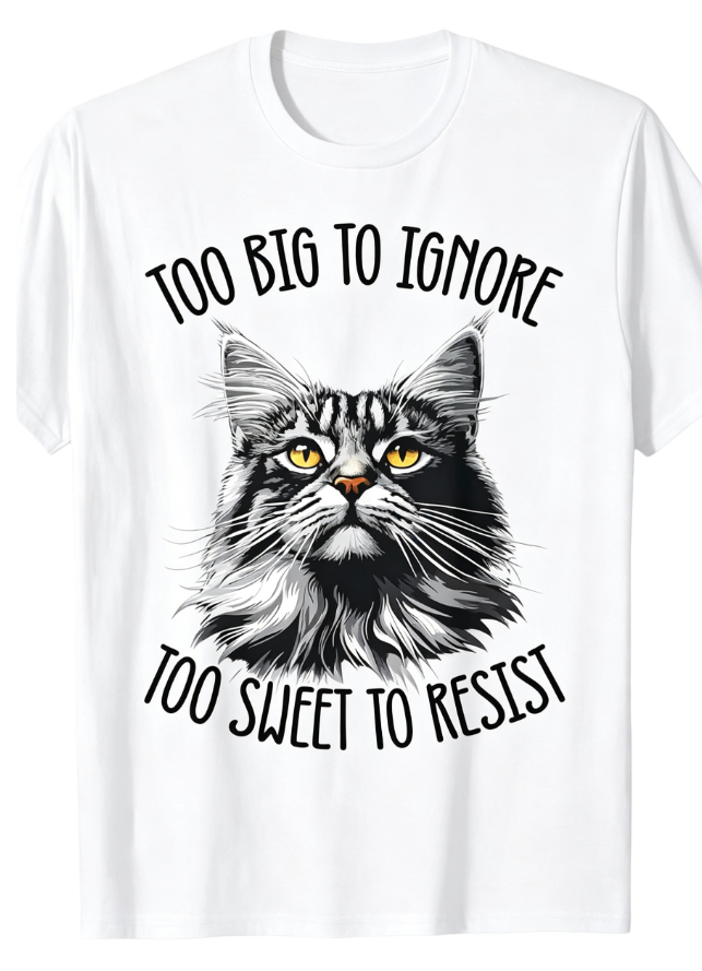 Maine Coon Cat T-Shirt  Machine Washable Casual Shirt for Cat Lovers