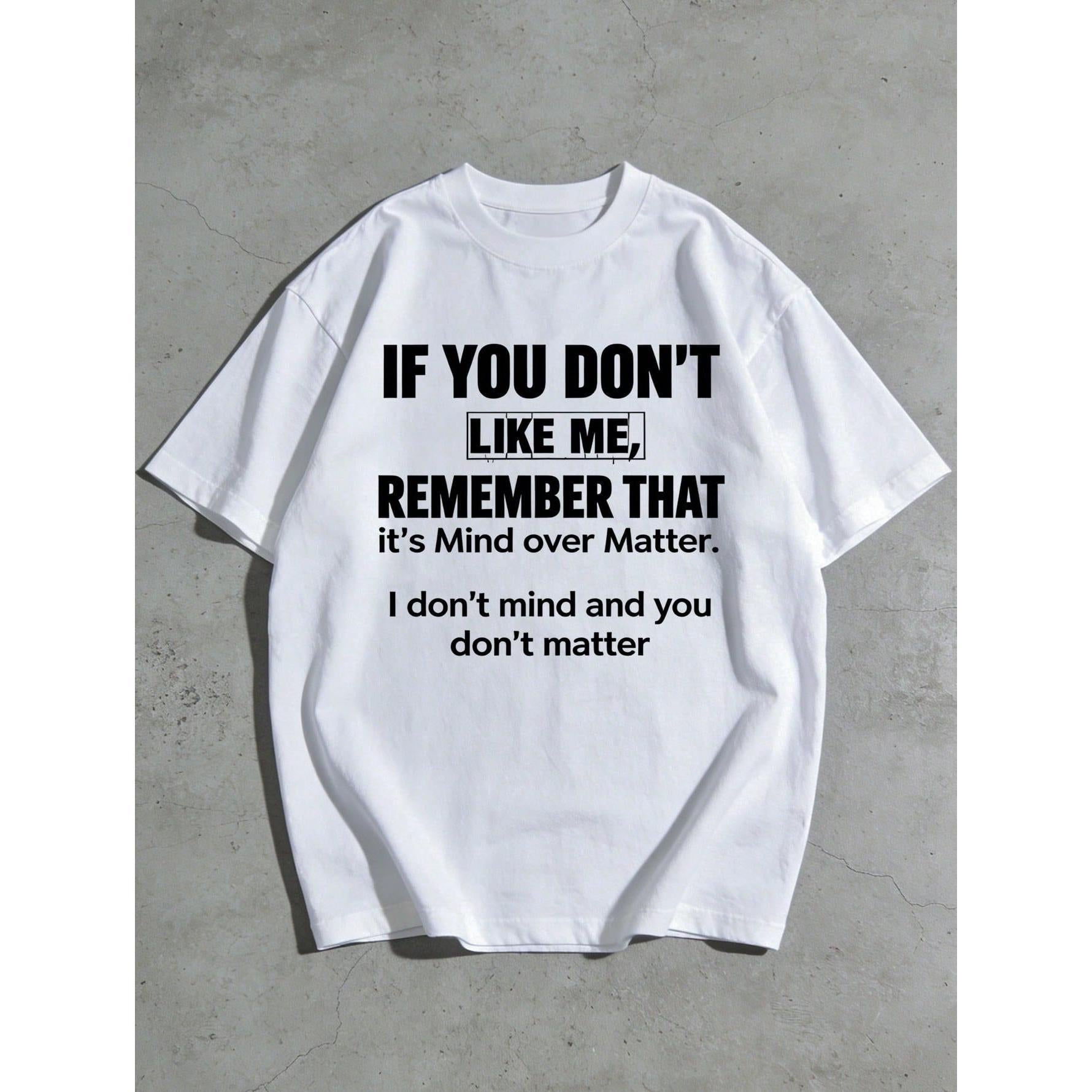 [Mind Over Matter T-Shirt] High Elasticity Cotton Men's "Mind Over Matter" Graphic T-Shirt | Loose Fit Short Sleeve Round Neck For Casual & Sports Wear, Spring/Fall Streetwear Essential, Durable Fabric, PLUS SIZE