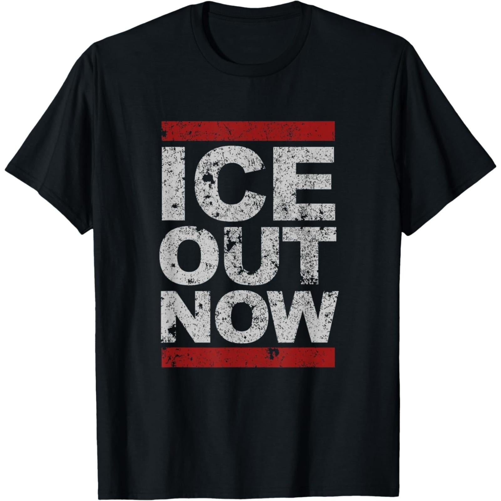 ICE Out Now Distressed Rise and Resist Unisex T-Shirt