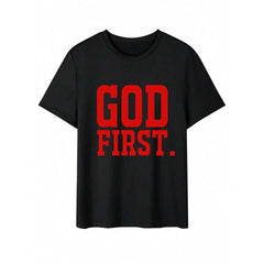 Men's God Faithful Jesus T-Shirt Casual & Versatile Slogan Printed Short Sleeve T-Shirt