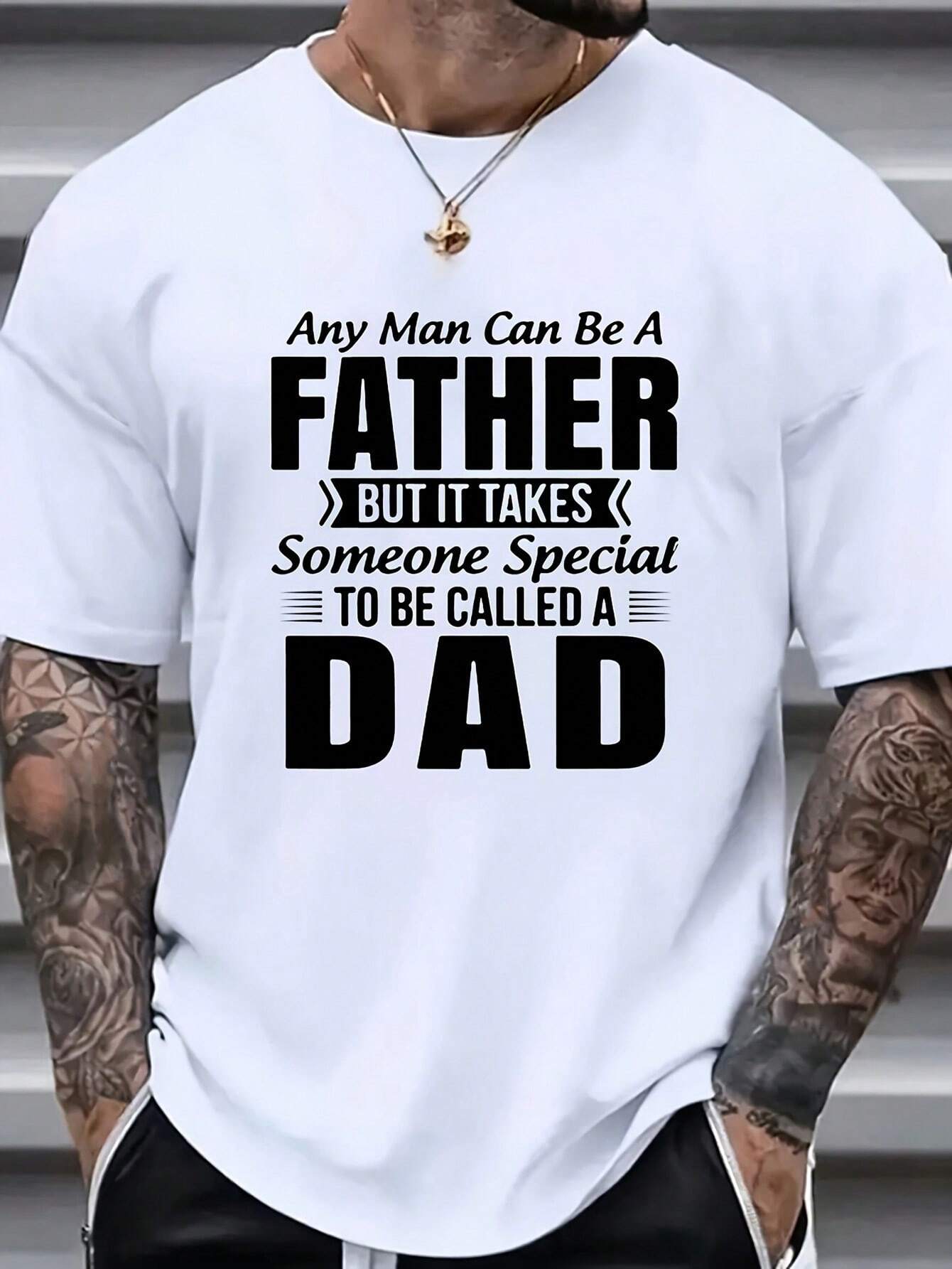 Men's Casual Slogan Print Round Neck Short Sleeve T-Shirt