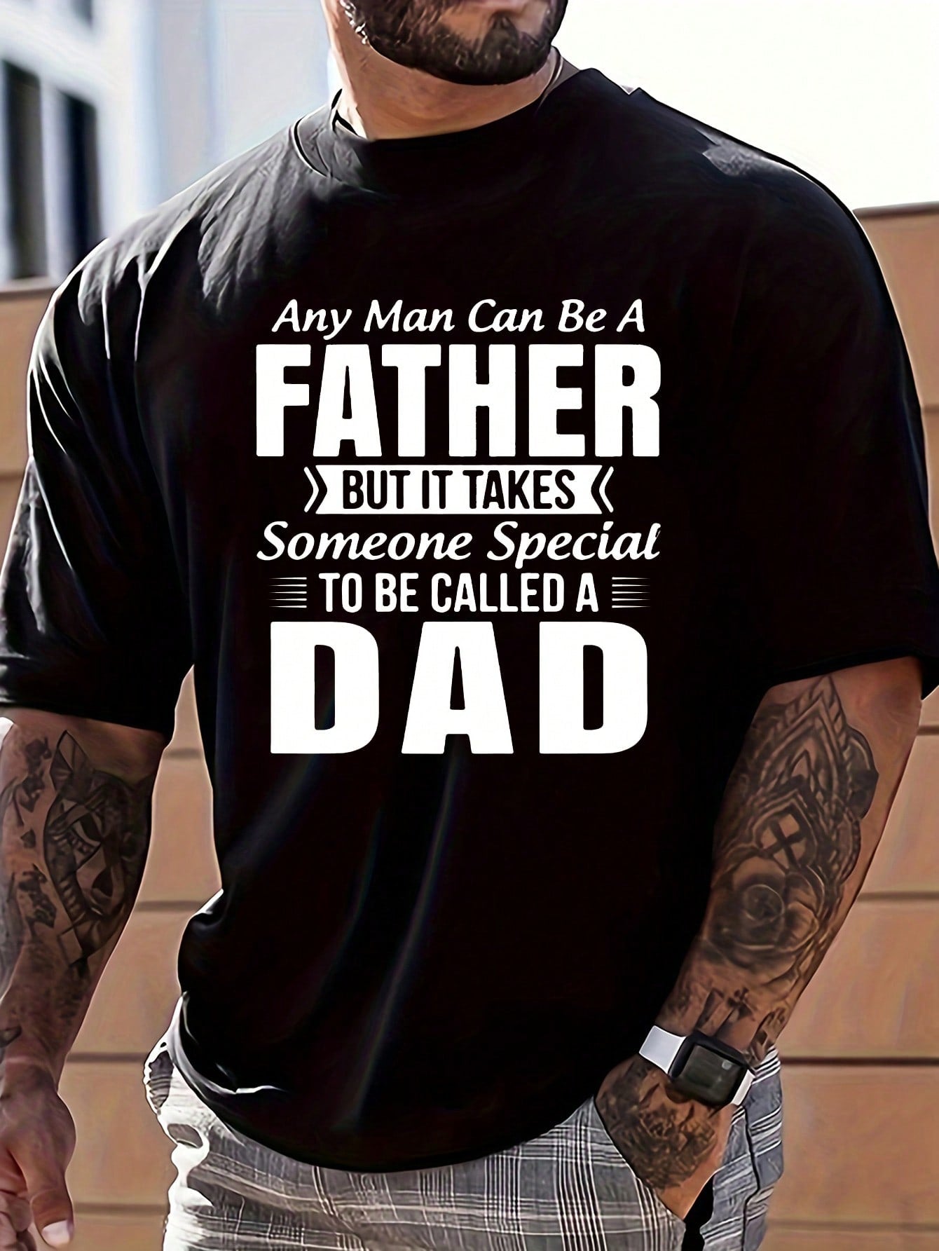 Men's Casual Slogan Print Round Neck Short Sleeve T-Shirt