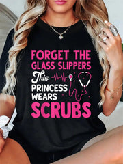 Funny Nurse Art Print Cotton Short Sleeve Tee RN Week Medical Caregiver Top