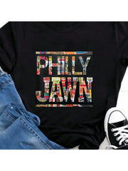 Philly Jawn Graphic Crew Neck Tee Philadelphia Summer Casual Short Sleeve Top