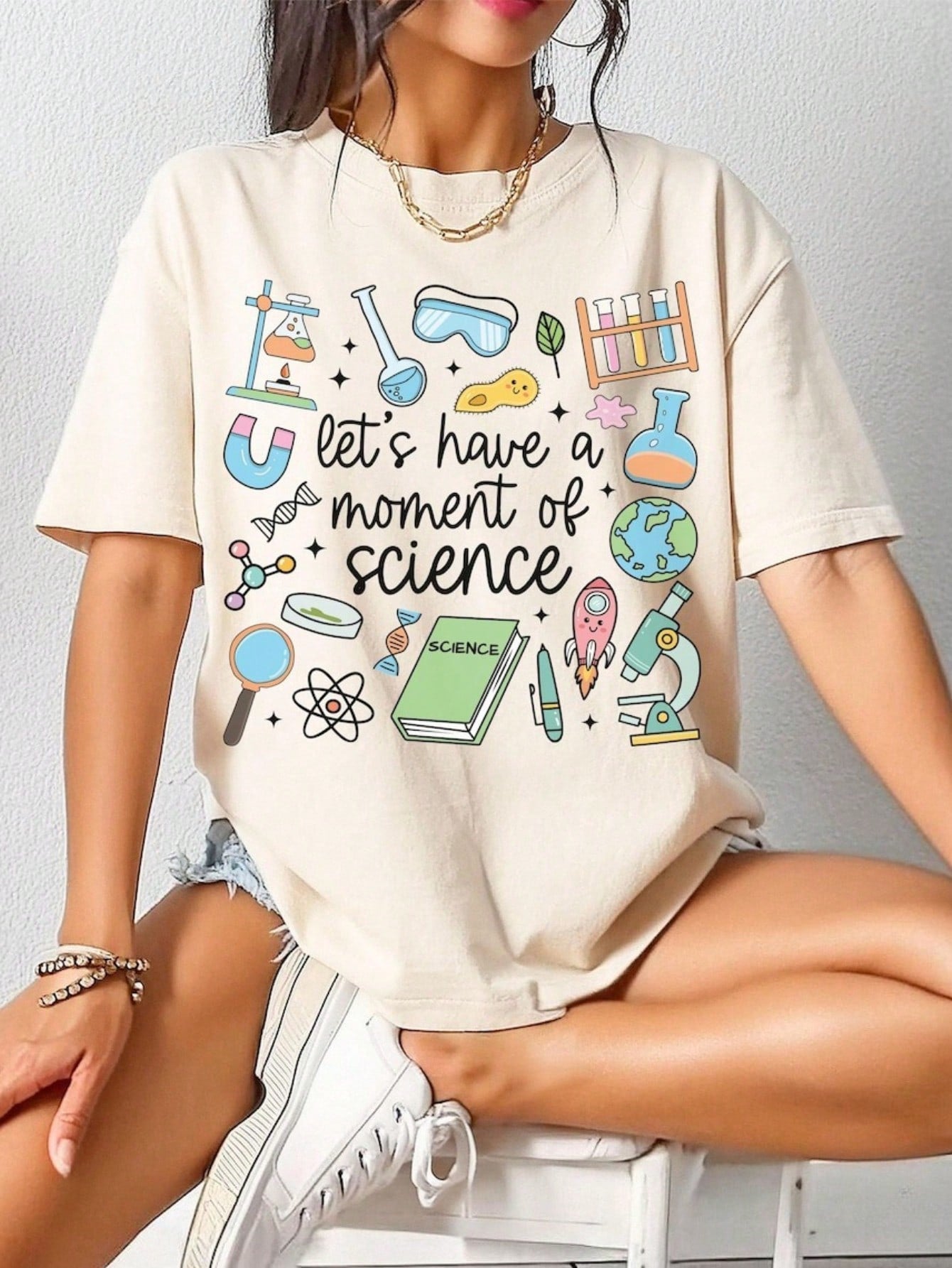 Science Teacher Shirt,Back To School T-Shirt,Whimsical Doodle Tee, Back 2 School, Retro, Moment Of Science Teacher Gift Casual Dressy T Shirts Workout