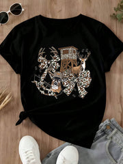 Camo Deer Hunting Theme Graphic T Shirt