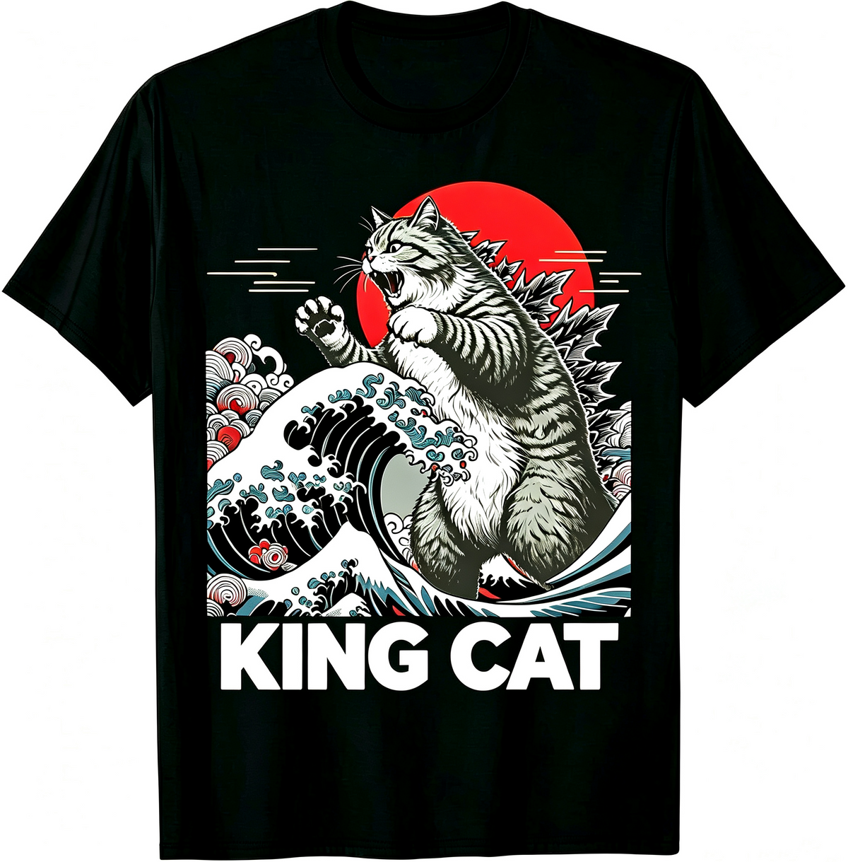 Men Funny Cat Shirts Japanese Vintage Graphic Print T Shirts for Men Women Cat Lover Gifts，Round Neck