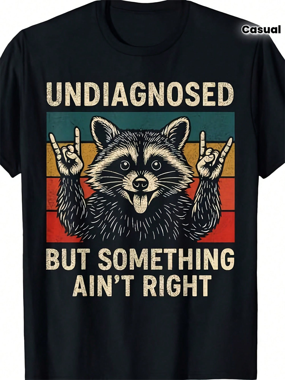 Men'S Funny Raccoon Graphic T-Shirt - "Undiagnosed But Something Ain't Right" Retro Vintage Design With Raccoon & Peace Sign, Moisture-Wicking Comfort