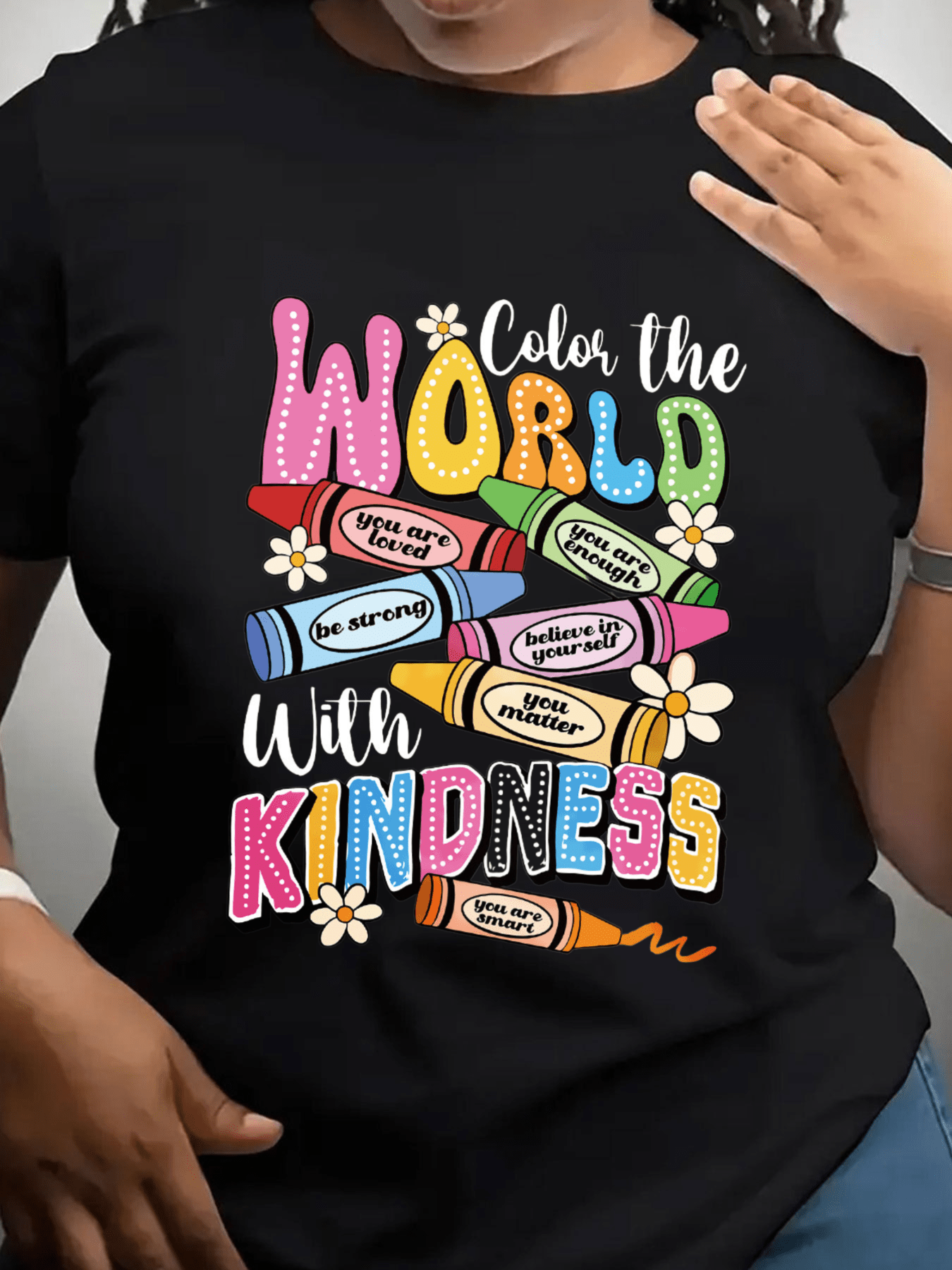 The World With Kindness Inspirational T-Shirt For Women Girls. Positive Affirmations