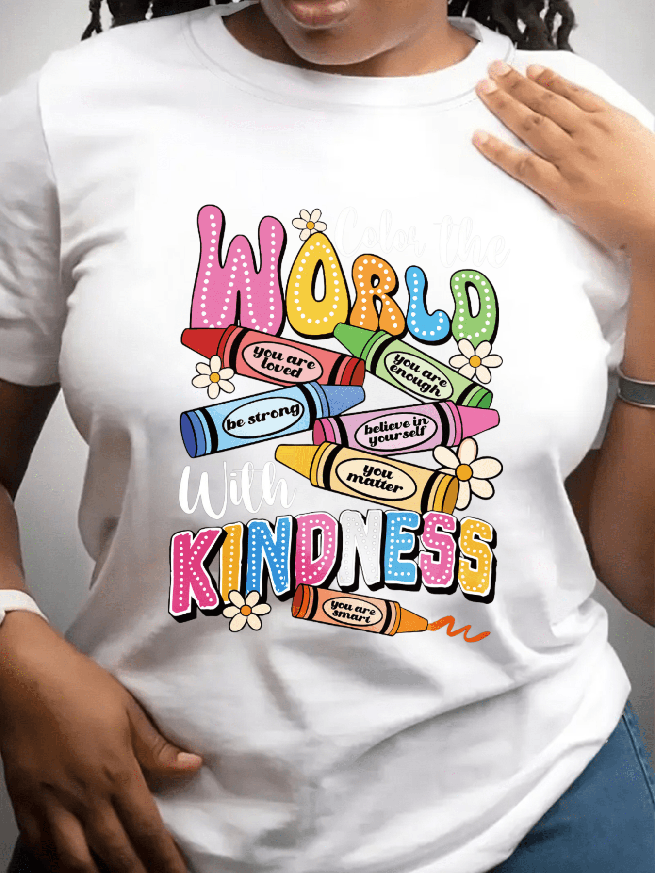 The World With Kindness Inspirational T-Shirt For Women Girls. Positive Affirmations