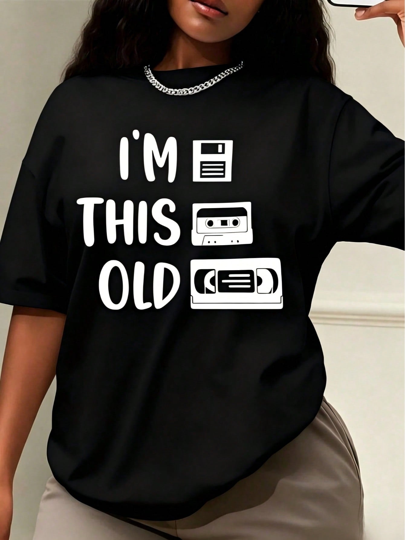 Im This Old Vintage Cassette Floppy Disk VHS Print Oversized Tee Top