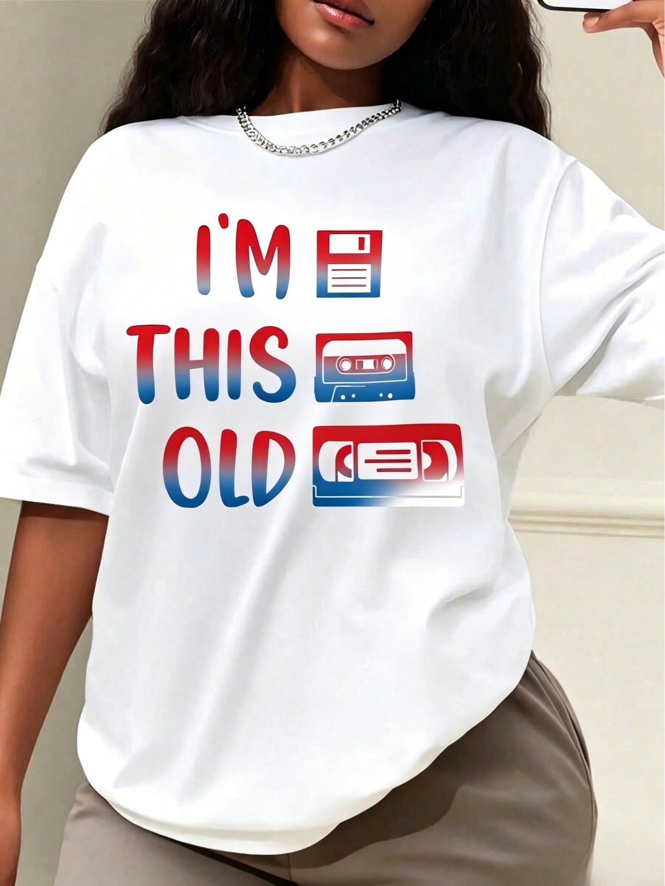 Im This Old Vintage Cassette Floppy Disk VHS Print Oversized Tee Top