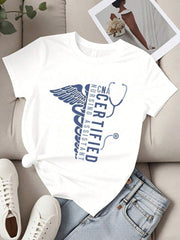 CNA Certified Nursing Assistant Caduceus Stethoscope Print Short Sleeve Tee