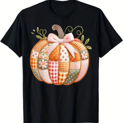 Autumn-Themed T-Shirt, Casual Round Neck, Geometric Pattern, Regular Fit, Happy Mother's Day
