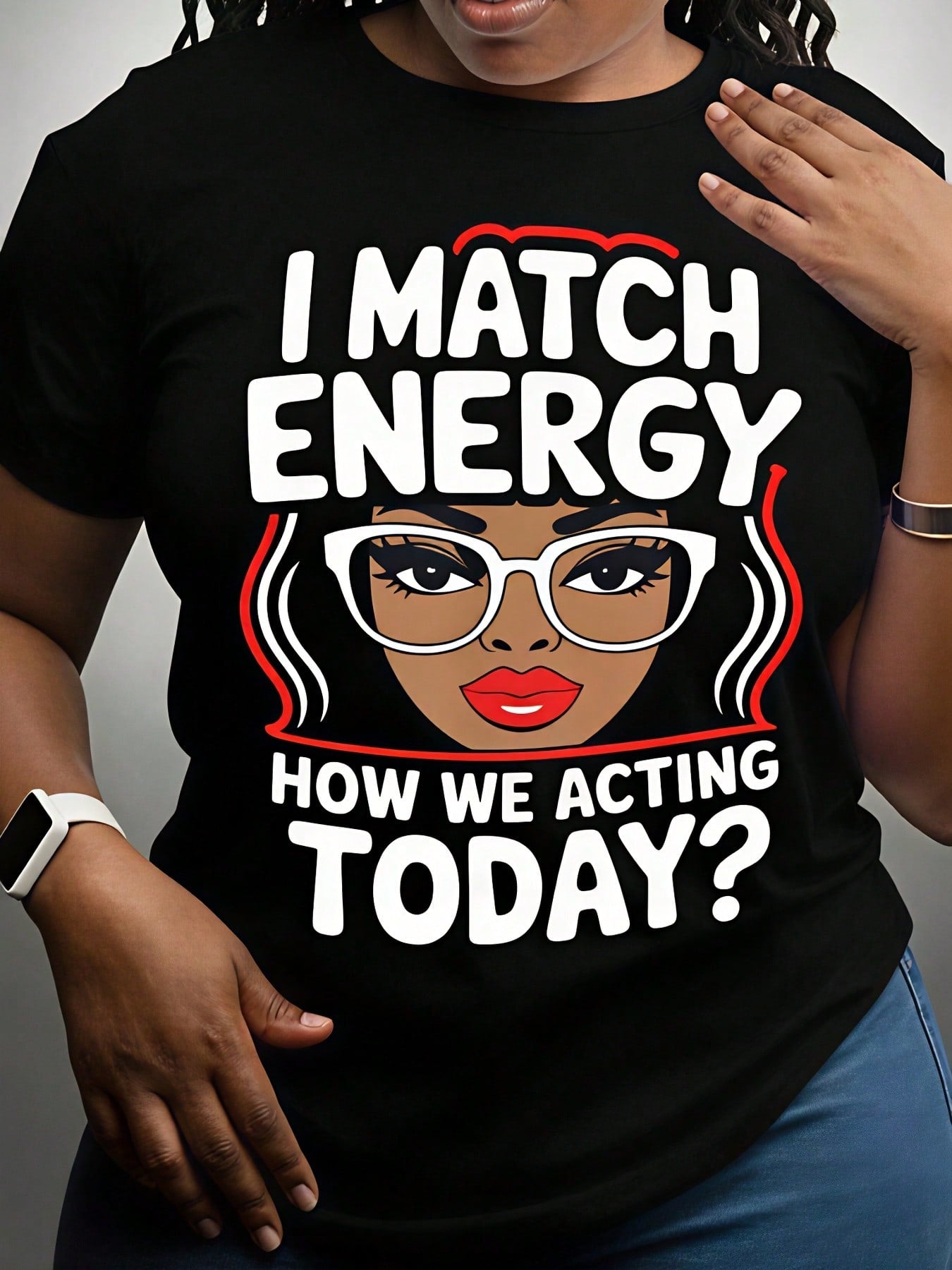 I Match Energy Graphic Crew Neck Tee Quote Gift For Sisters Short Sleeve Top