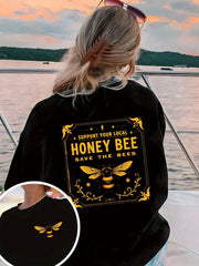 Support Local Bees Double Sided Print Short Sleeve Tee Bee Graphic Top